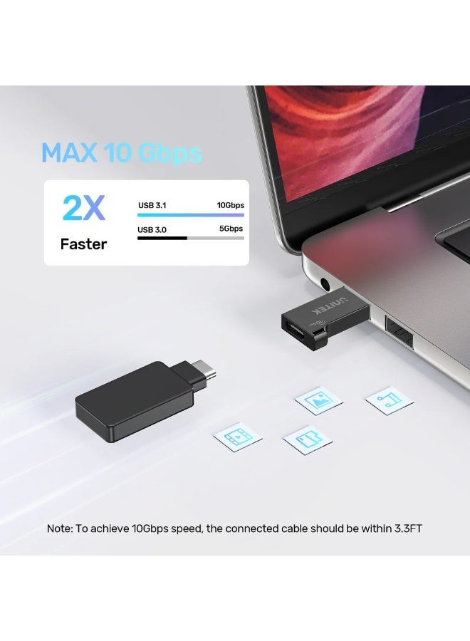 يوني تيك UNITEK USB-A to USB-C Adapter, 10Gbps USB 3.2, 3A Fast Charging, Zinc Alloy, Plug & Play - Image 3